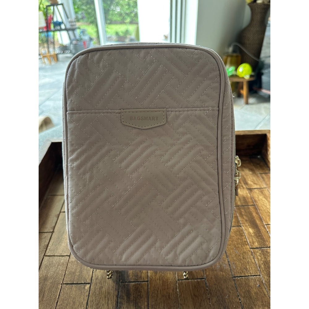 Bagsmart Quilted Travel‎ Jewelry Organizer Case Blush Pink Binder Style Bag EUC